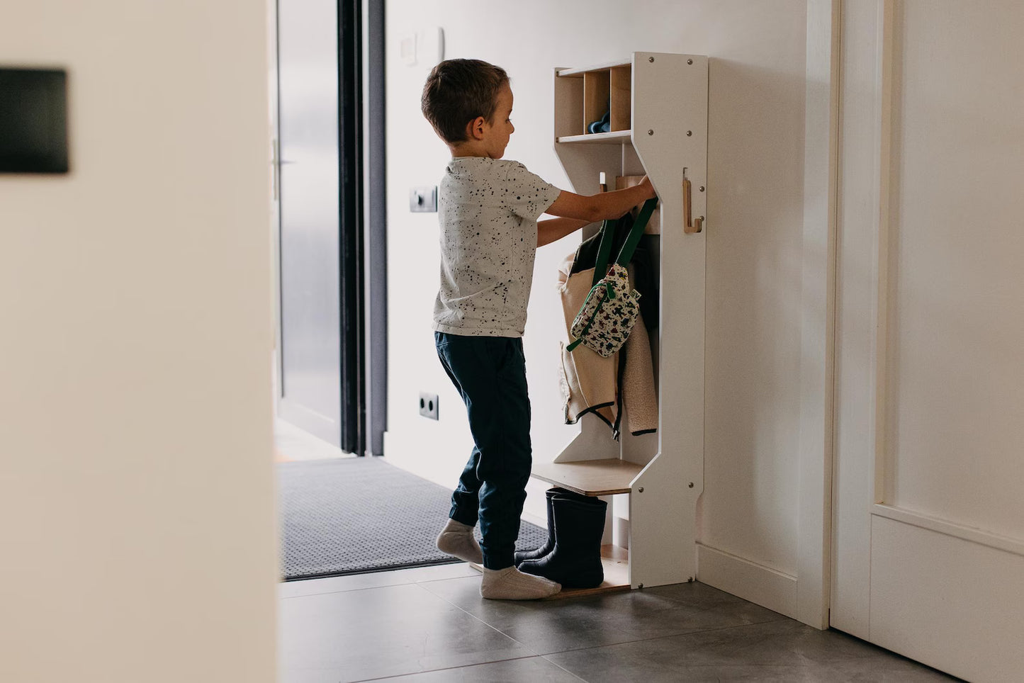 Children's Outwear Organizer – Sturdy Wood Frame Wardrobe