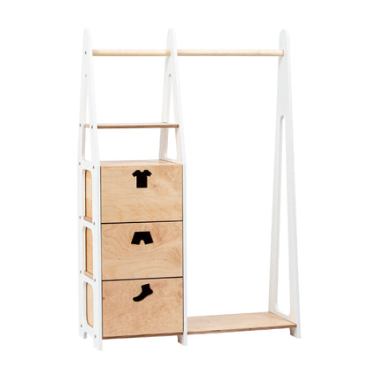 Clothing Rack with drawers (clothing shape holes)