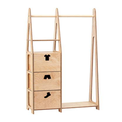 Clothing Rack with drawers (clothing shape holes)