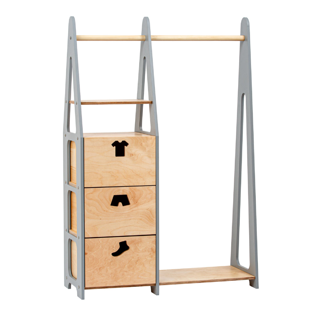 Clothing Rack with drawers (clothing shape holes)